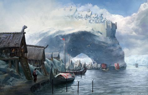 Casa Viking, Art Viking, Viking Village, Viking Metal, Bd Art, Games Design, Fantasy City, Fantasy Setting, Fantasy Places