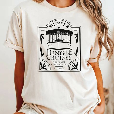 Keep your hands and feet in the boat because you never know what might be in the water or jungle! There are many sights to see and wonders to be hold with your favorite skipper! Find out more here! https://www.etsy.com/listing/1693401151/skipper-jungle-cruises-comfort-colors #junglecruise #magic #familyvacation #disneybounding #jungle #skipper #backsideofwater #familytshirts The Boat, You Never Know, Cruises, Family Vacation, Comfort Colors, You Never, Hold On, Wonder, Water