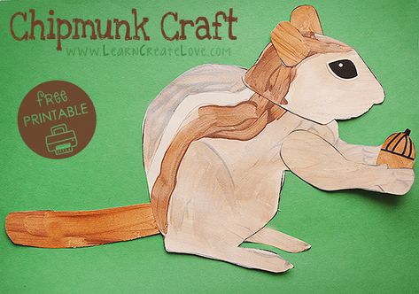 Chipmunk Printable Craft Chipmunk Craft, Hibernation Preschool Crafts, Hibernation Preschool, Baby Chipmunk, Animal Crafts Preschool, Animals Crafts, Woodland Animals Theme, Woodland Animal Art, Berenstain Bears