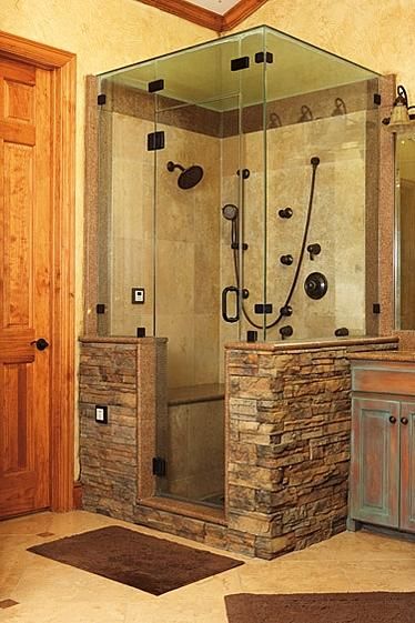 Stone Shower, Bathroom Aesthetic, Shower Tile Designs, Stone Walls, Dream Bathrooms, Shower Stall, Bath Remodel, Shower Design, Beautiful Bathrooms