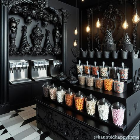 All Posts • Instagram Goth Bakery, Gothic Cafe, Descendants Outfits, Goth Shop, Gothic Interior, Bakery Interior, Frozen Yogurt Shop, Yogurt Shop, Bookstore Cafe