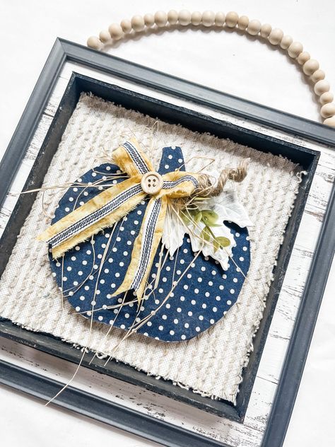 Farmhouse Blue Polka Dot Pumpkin Fall Decor Dollar Tree Home Decor, Harvest Crafts, Farmhouse Blue, Diy Fall Decor, Polka Dot Pumpkin, Tree Home Decor, Fall Pumpkin Crafts, Pumpkin Craft, Picture Frame Crafts