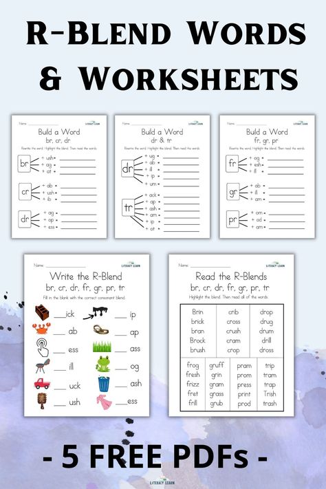 Beginning Consonant Blends, Consonant Blends Worksheets Kindergarten, Blend Words Worksheets, R Blends Worksheet, Beginning Blends Worksheets Free, Jolly Phonics Activities Worksheets, Blending Words Worksheets, Blending Words Activities, Phonics Blends Activities