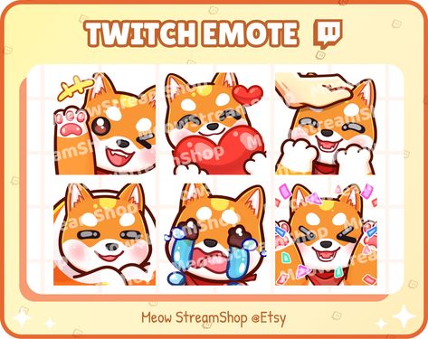 Excited to share the latest addition to my #etsy shop: Twitch Emote / Cute Shiba Inu emotes pack #1 (waving, heart, pat, comfy, crying, hype) emotes / kawaii hachiko, dog, dogy, pups Emoji https://etsy.me/3dI6yCM #animal #youtube #stream #streamer #discordemotes #emoji Hachiko Dog, Youtube Stream, Cute Shiba, Twitch Emotes, Shiba Inu, Puns, Marketing And Advertising, Art Style, Etsy App