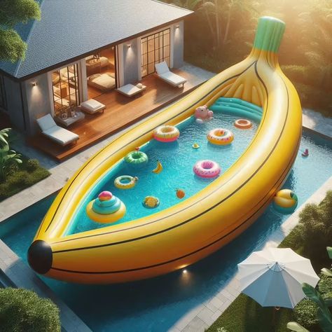 Banana Shape Inflatable Pool Floating Decorations, Poolside Party, Inflatable Slide, Pool Safety, Pool Heater, Pool Games, Beach Chair Umbrella, Pool Fence, Water Balloons