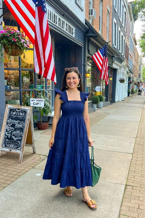 Hill House Dresses, Modest Summer Dress Outfits, Hillhouse Nap Dress, Hill House Outfits, Blue Maxi Dress Outfit Casual, Blue Modest Outfit, Nap Dress Outfit, Blue Maxi Dress Outfit, Hill House Nap Dress