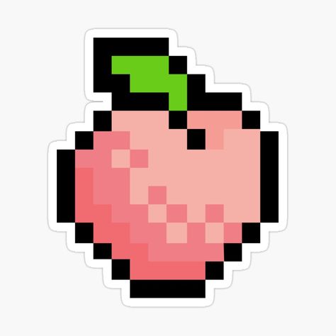 Peach Perler Beads, Peach Pixel Art, Fruit Pixel Art, Pixel Art Fruit, Peach Perler, Pixel Peach, Foto Bff, Peach Sticker, Rave Art