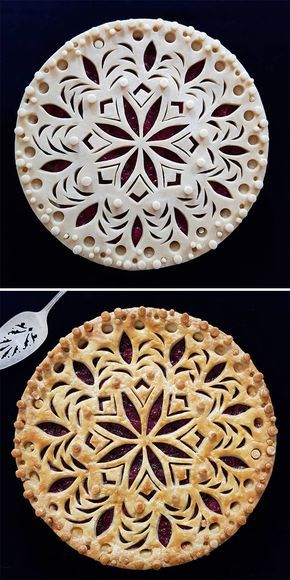 German Baker Shows Before & After Pics Of Pie Crust Designs That Look Too Good To Eat (35 New Pics) Pie Crust Art Thanksgiving, Pie Top Crust Design, Fancy Pies, Creative Pie Crust, Pretty Pie Crust, Fancy Pie Crust, Pie Crust Art, Beautiful Pie Crusts, Crust Designs