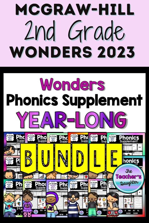 This year-long bundle is an engaging supplement to your phonics instruction using McGraw Hill Wonders (2017, 2020, 2023) for second grade. Following the scope and sequence included with the Wonders reading curriculum, each week includes 18+ pages of NO PREP printables, such as cut and paste word sorts, a partner phonics game, spelling practice, a foldable for phonics notebooks, and more! Second Grade Phonics, Mcgraw Hill Wonders, Scope And Sequence, Reading Curriculum, Spelling Practice, Phonics Instruction, Phonics Games, Word Sorts, Cut And Paste