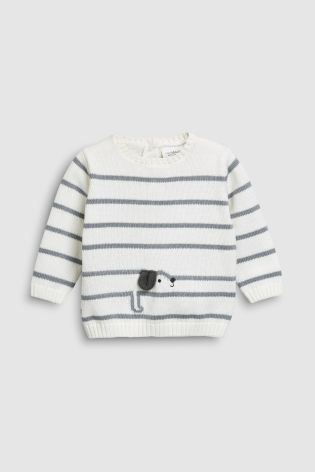 Buy Grey/Ecru Stripe Dog Knit Jumper (0mths-2yrs) from the Next UK online shop Baby Boy Jumper, Boy Jumper, Adorable Outfits, Baby Projects, Knitting For Kids, Kids Fashion Boy, Kids Sweater, Knit Outfit, Baby Sweaters