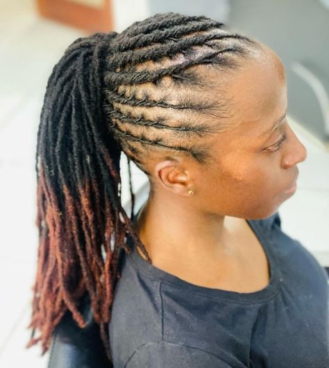 Two-Tone Dreadlocks Ponytail Hairstyle Dreadlocks Ponytail Hairstyles, Dreadlock Ponytail Hairstyles Women, Latest Dreadlocks Styles 2023, Long Dreadlock Styles For Women, Styling Dreadlocks, Dreadlocks Styles For Women Black, Dreadlocks Styling, Short Ponytails, Dreadlocks Ponytail