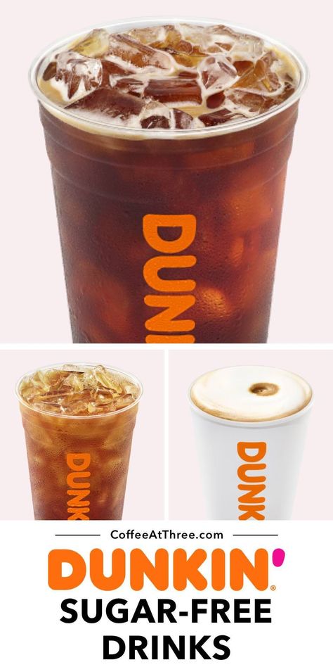 Looking for drinks without any sugar at Dunkin’? Here are 19 sugar-free (or practically sugar-free) drinks, and tips for ordering them! #dunkin #dunkindonuts #dunkindonutscoffee #sugarfree Low Calorie Dunkin Drinks, Sugar Free Iced Coffee, Ramadan Snacks, Caffeinated Drinks, Dunkin Iced Coffee, Coffee Recipes Hot, Unsweetened Iced Tea, Dunkin Donuts Iced Coffee, Hot Drinks Recipes