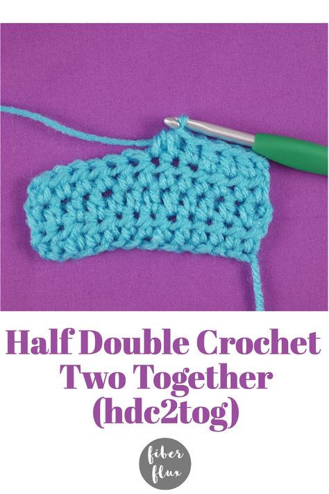 Half Double Crochet Two Together (hdc2tog) Double Crochet Two Together, Crochet Hdc, Ripple Stitch, Half Double Crochet Stitch, Crochet Dishcloth, Double Crochet Stitch, Crochet Stitches Tutorial, Crochet Cowl, Half Double Crochet