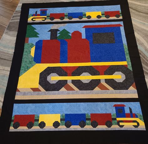 Train Quilt Pattern, Train Quilt, Farm Quilt Patterns, Twin Quilt Pattern, Butterfly Quilt Pattern, Dinosaur Quilt, Girl Quilts Patterns, Boys Quilt Patterns, Black Borders