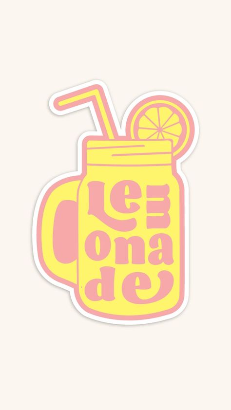 lemonade sticker Lemonade Mason Jar, Lemonade Sticker, Mason Jar Stickers, Tumbler Stickers, Graphic Design Lessons, Sticker Collection, Mason Jar, Lemonade, Peace Gesture