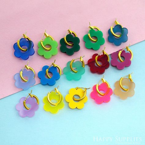 These minimalist earrings have 20 colors, they can be remade new earrings by connecting other jewelry findings like brass charms, leather charms. Diy Acrylic Earrings, Leather Charms, Earrings Acrylic, Earrings Flower, Best Gifts For Her, Acrylic Flowers, Brass Charms, Acrylic Charms, Earring Sale