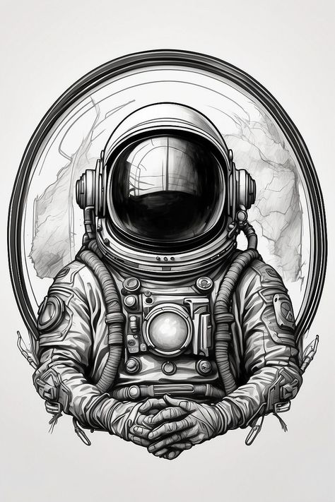 Cool Space Tattoos, Astronaut Drawing, Space Tattoos, Astronaut Tattoo, Planet Tattoos, Logo Sketches, Geek Tattoo, Geometric Tattoo Design, Peonies Tattoo