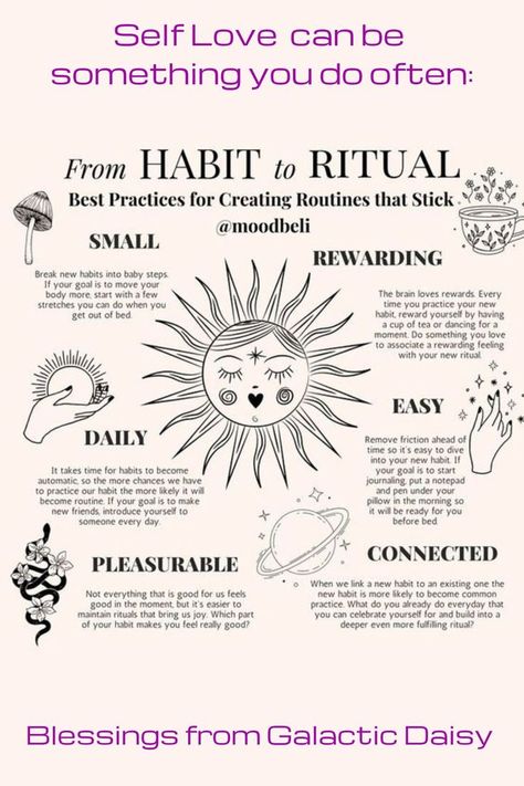 Importance of taking a habit and making it part of your self love rituals. Start small and with intention in your hearts. Love Rituals, Healing Potion, Chaos Magick, Chart Tool, Healing Journaling, Wiccan Magic, Self Care Bullet Journal, Energy Healing Spirituality, Life Guide