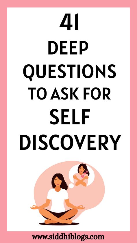 n your quest for self-discovery, these 41 questions will help you know yourself better. get to know yourself more by asking these powerful self-discovery questions. Journal prompts for self-discovery | Personal growth questions | Finding yourself | Deep questions to ask | Inner Peace | SElf-dicovery | Mental Health goals | Wellness | Inspiration | Good Questions to Ask Yourself Everyday | POwerful QUestions | Empowering questions | daily questions | Questions to help you be the best version | Journal Prompts Deep, Empowering Questions, Questions Journal, Mental Health Goals, Good Questions To Ask, Powerful Questions, Daily Questions, Get To Know Yourself, Deep Questions To Ask