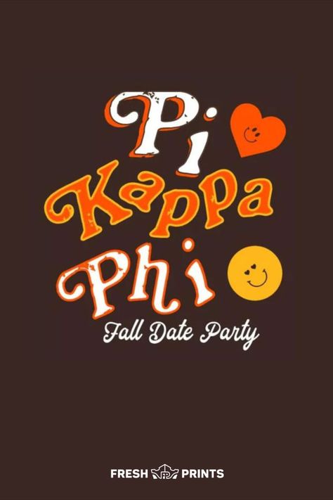 Customize cool and trendy apparel for your organization with Fresh Prints! Pi Kapa Phi, Pikapp, Fraternity, fraternity tee, fraternity apparel, frat party, frat life, greek life, greek life apparel, custom apparel, custom tee shirt, funky graphic design, fun tee shirt, 70s style graphic, vintage graphic design, vintage style tee, orange graphic tee, brown and orange, trendy Tshirt, popular graphic tee, vintage graphic tee, date party, fraternity date party, date party shirt, date party theme, Funky Graphic Design, Popular Graphic Tees, Graphic Design Vintage, Orange Graphic Tee, Funky Graphic, Pi Kappa Phi, Custom Tee Shirt, Frat Party, Frat Parties