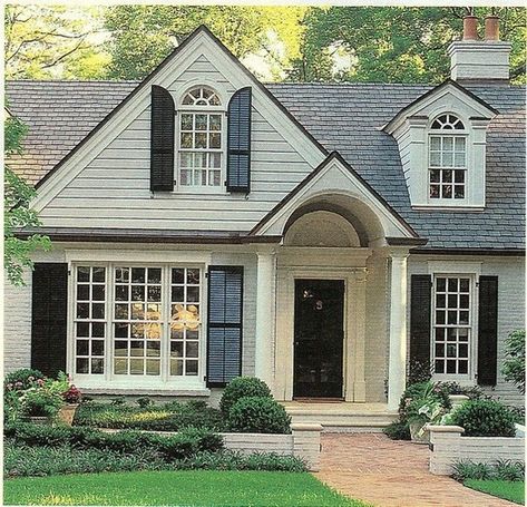 Cape Cod House Exterior, Black Shutters, Cape Cod House, Painted Brick, Cute House, Exterior Paint Colors, Dream House Exterior, Exterior House Colors, Exterior Brick