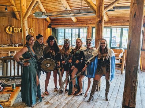 Fantasy Themed Bachelorette Party, Viking Bachelorette Party, Medieval Bachelorette Party, Ren Faire Bachelorette Party, Fantasy Bachelorette Party, Dnd Birthday, Women Are Strong, Bachelorette Party Photo, Themed Bachelorette