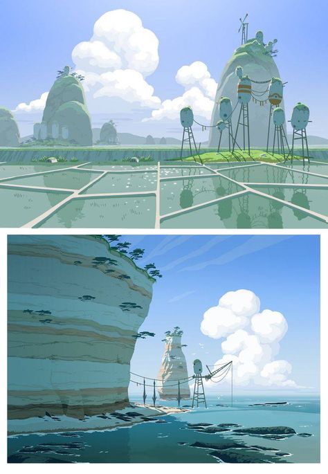 Oban Star Racers Art, Solarpunk Illustration, Solar Punk Art, Solar Punk Architecture, Oban Star Racers, Solar Punk, Bg Design, Game Concept Art, Fantasy Setting