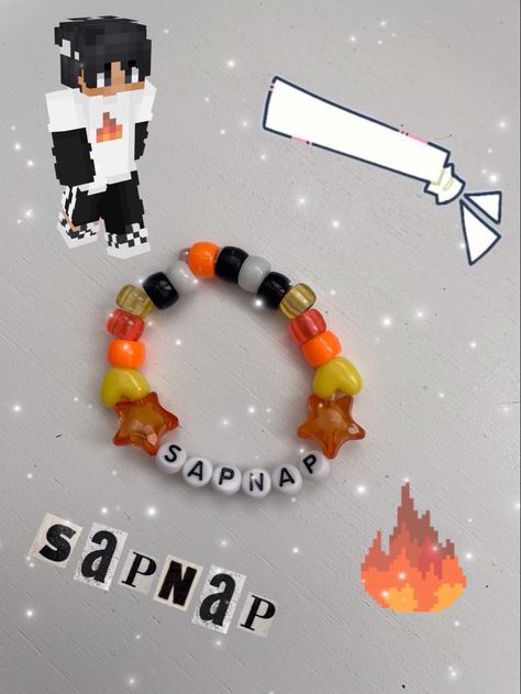 Quackity Kandi Bracelet, Sapnap Bracelet, Funny Bracelets, Diy Kandi Bracelets, Diy Kandi, Candy Bracelet, Kandi Bracelets, Cool Braids, Fun Easy Crafts