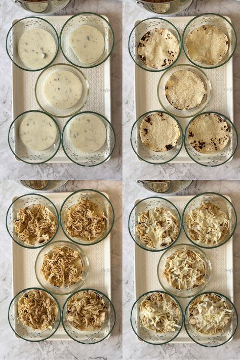 Creamy White Chicken Enchilada Bowls - Stay Fit Mom Creamy Chicken Enchilada Bowls, Creamy White Chicken Enchilada Bowls, Enchilada Chicken Salad Meal Prep, Enchilada Meal Prep Bowls, Meal Prep Enchiladas, Chicken Enchilada Meal Prep Bowls, Macro Enchiladas, Macro Friendly White Chicken Enchiladas, Stay Fit Mom Recipes