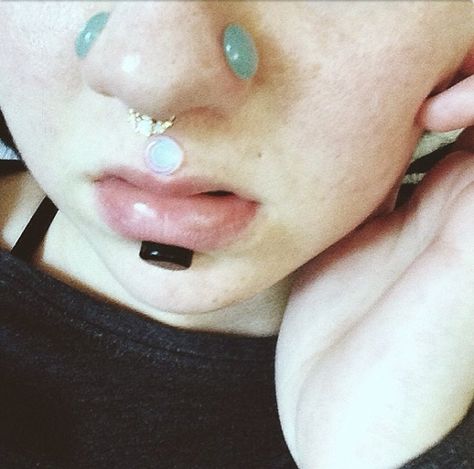 stretched nostrils, stretched labret and philtrum, & septum piercings Stretched Lip Piercing, Stretched Philtrum, Septum And Labret, Stretched Nostrils, Stretched Labret, Labret Piercing Ring Center, Stretched Septum 10g, Septum And Vertical Labret, Philtrum Piercing