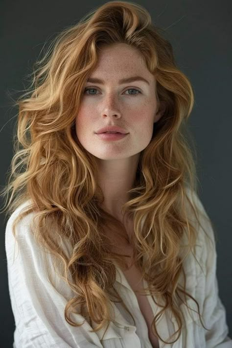 Haircuts For Fine Wavy Hair Long, Wavy Hairstyle, Romantic Curls, Hair Color Light Brown, Strawberry Blonde Hair, Long Red Hair, Long Wavy Hair, Long Red, Strawberry Blonde