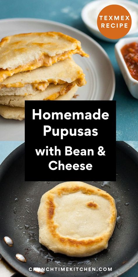 Pupusas are one of my favorite quick dinners to make at home that seem exotic, but are actually pretty easy once you get the hang of it. Just a few ingredients and these stuffed dough pockets can be yours! crunchtimekitchen.com #pupusas #bean #cheese #masa Pupusas Recipe, High Fiber Low Carb, Canning Refried Beans, Homemade Beans, Dinners To Make, Quick Dinners, Tex Mex Recipes, Best Side Dishes, Low Carb Paleo