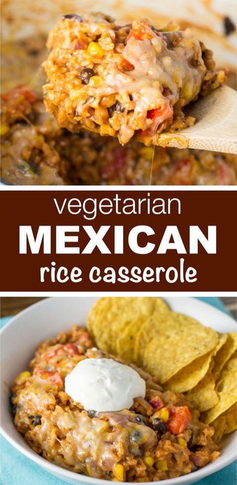 Vegetarische Diners, Mexican Rice Casserole, Vegetarian Mexican Recipes, Mexican Casserole Recipe, Vegetarian Casserole, Vegetarian Mexican, Diner Recept, Meatless Dinner, Mexican Rice