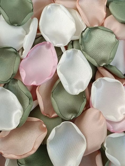 Moss Green Flower Petals Blush Rose Petals Blush Pink Ivory | Etsy Ukraine Sage Green Pink And Silver Wedding, Sage Green And Old Rose Wedding, Sage And Pink Wedding Color Schemes, Blush And Sage Centerpieces, Pink Green And White Aesthetic, Moss And Blush Wedding Colors, Moss Green And Blush Wedding, Sage Green And Peach Wedding Decor, Blush Pink And Green Wedding Theme