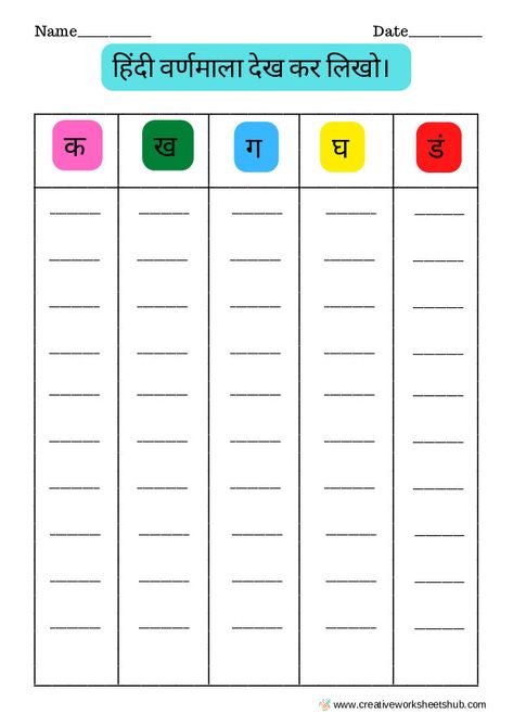 Hindi Consonants Worksheet, Hindi Swar Worksheets For Kindergarten, Varnmala Worksheet, Hindi Consonants, Articles Worksheet, Body Parts Preschool, Homework Sheet, Writing Practice Worksheets, Hindi Worksheets