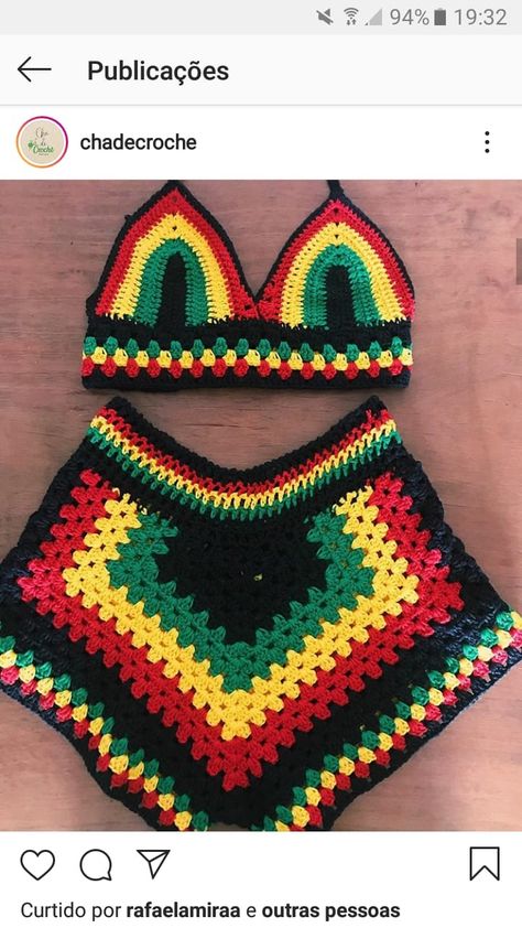 Crochet Bathsuit, Crop Top Tejidos, Jamaica Style, Crochet Knit Stitches, Crochet Shorts, Crochet Handbags Patterns, Crochet Inspo, Diy Crochet Projects, African Wear