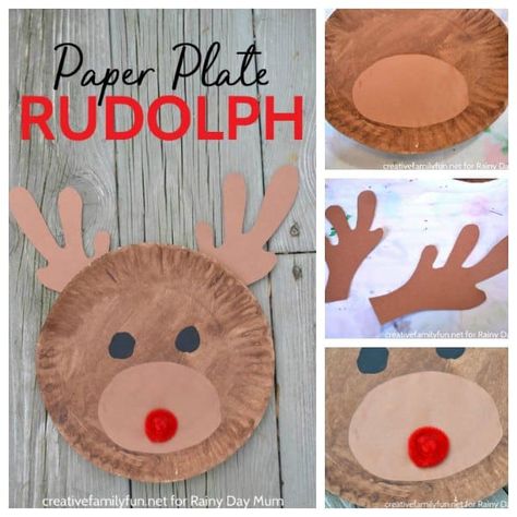 Dinner And Movie Ideas, Christmas Snack For Kids, Paper Plate Reindeer, Reindeer Clothespin, Rudolph Crafts, Easy Kid Activities, Paper Plate Crafts For Kids, Reindeer Craft, Rudolph Christmas