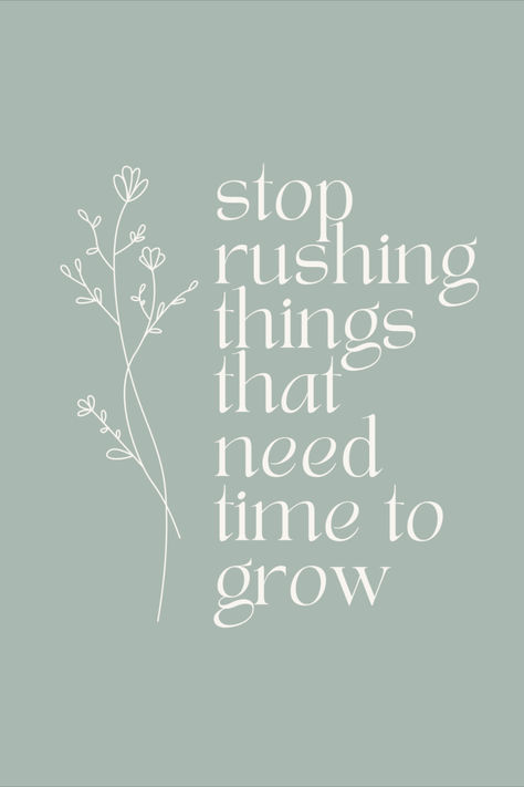 Stop rushing things that need time to grow. Rushing Quotes, Affirmation Vision Board, Rush Quotes, Stop Rushing, Quotes Daily, Growth Quotes, Daily Affirmation, Quote Poster, Lucky Girl