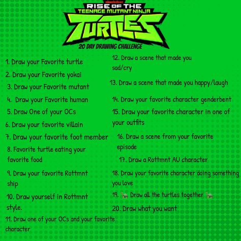 Tmnt Drawing Challenge, Rottmnt Oc Turtle, Rottmnt Outfits, Rottmnt Funny, Rottmnt Drawing, Rottmnt Oc, Tmnt Oc, Ninja Turtle Drawing, Personality Chart