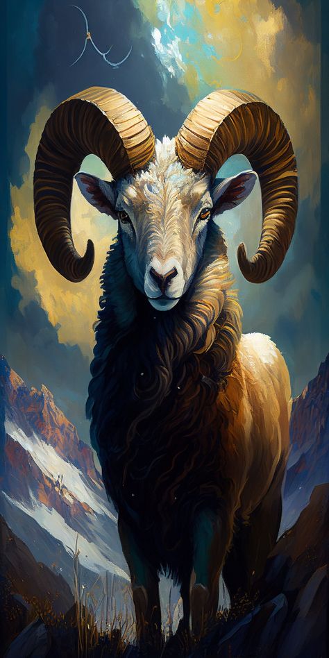 Aries Zodiac Wallpaper, Aries Animal, Ram Artwork, Aries Drawing, Goat Wallpapers, Aries Illustration, Ram Illustration, G.o.a.t Wallpaper, Aries Wallpaper