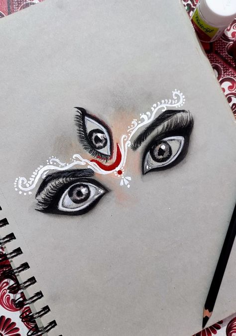 Maa durga eyes #eye #drawing #maadurga Durga Eyes Drawing, Kaali Maa Drawing, Radha Eyes Drawing, Drawing Ideas Of Krishna, Desi Drawing Ideas, Simple Sketch Ideas For Beginners, Mata Rani Sketch, Gods Drawing Sketch, Mata Rani Drawing