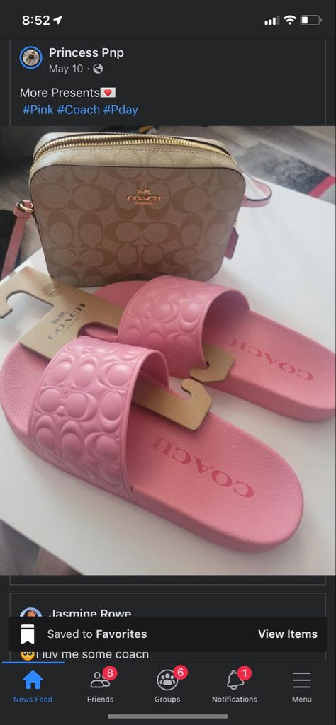 Pink Coach Slides, Coach Slides, Pink Slides, Fresh Shoes, Pool Slides, Pink Bag, Mood Pics, Cute Shoes, Pink