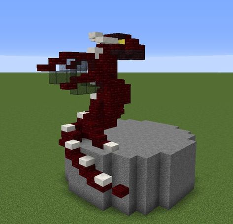 Minecraft Dragon Statue Easy, Minecraft Small Dragon Statue, Minecraft Dragon Head Display, Minecraft Dragon Head Build, Minecraft Dragon Skeleton, Ender Dragon Egg Display Minecraft, Dragon Head Minecraft, Minecraft Dragon House, Small Statue Minecraft