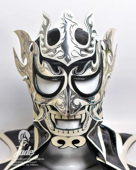 Luchador Mask Design, Luchador Masks, Digital Mask, Wrestling Masks, Wwf Superstars, Dark Mask, Wrestling Mask, Silver Mask, Cool Masks