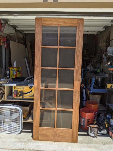 Made this screen door for a neighbor. I used some nice pine from a local lumber store and used some metal mesh panels for the screens. Mesh Door Design Wooden, Carpenter Work, Wooden Door Design, Home Stairs Design, Wooden Windows, Main Door, Screen Door, Metal Mesh, House Stairs