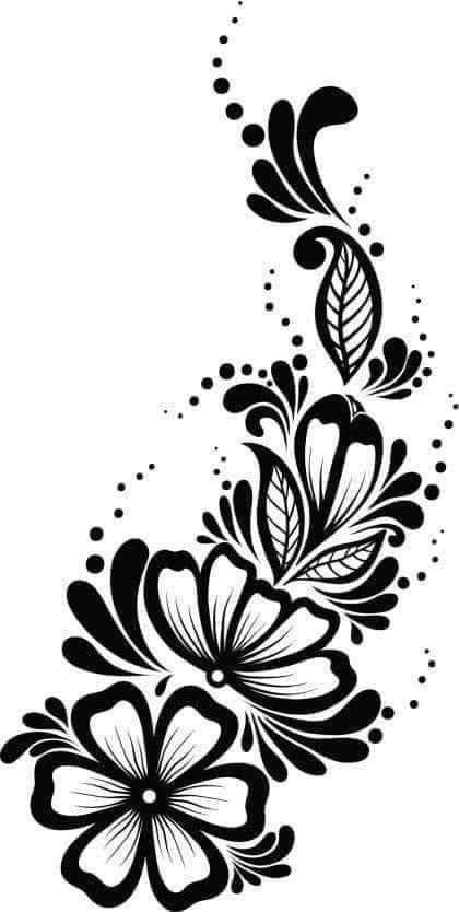 Henna Drawings, Flyer Inspiration, Black And White Flower, Flower Drawing Design, Fleur Design, Flower Stencil, Black And White Flowers, Stencil Patterns, Henna Patterns