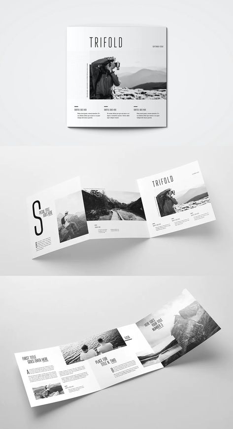 Square Brochure Design Inspiration, Brochure Design Photography, Photography Pamphlet Design, Photo Brochure Design, Square Trifold Brochure Design, Square Booklet Design, 4 Fold Brochure Design, Three Fold Brochure Design, Trifold Brochure Design Creative