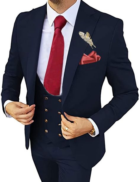 Men's Suits 3 Piece Slim Regular Fit Solid Color Double Breasted Formal Regular Fit Blazer Vest Pants for Business Double Breasted Suit Men Wedding, Men Double Breasted Suit, Mens White Suit, Green Suit Men, Double Breasted Suit Men, Mens 3 Piece Suits, Slim Fit Suit Pants, Orange Suit, Custom Made Suits