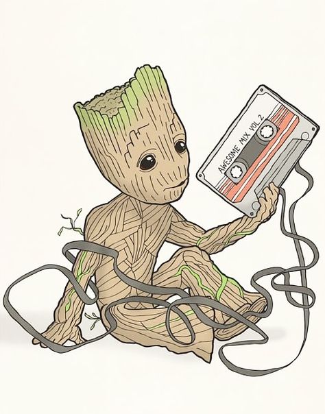 Groot Drawing, Groot Tattoo, Galaxy Illustration, Groot Guardians Of The Galaxy, Galaxy Drawings, Groot Guardians, Marvel Fanart, Groot Marvel, Marvel Fan Art