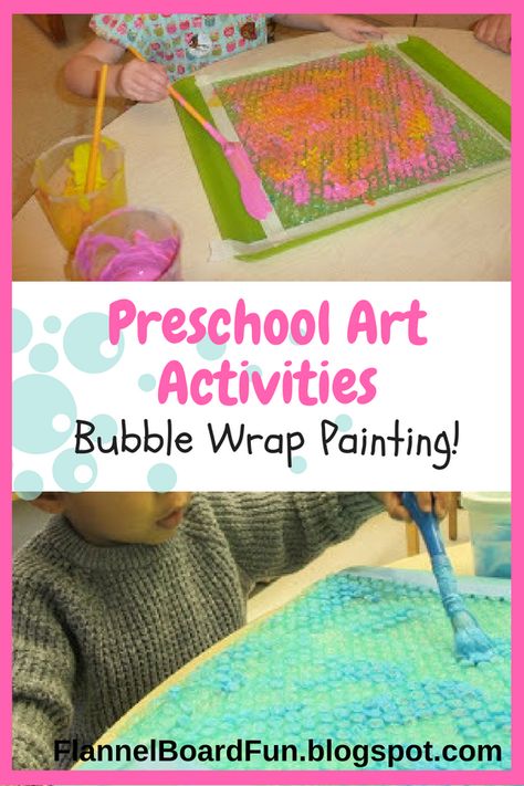 Creative Art Activities For Preschoolers, Bubble Wrap Painting, Art Activities For Preschoolers, Preschool Circle Time Activities, Art For Preschoolers, Bubble Wrap Art, Curriculum Preschool, Creative Art Activities, Bubble Activities